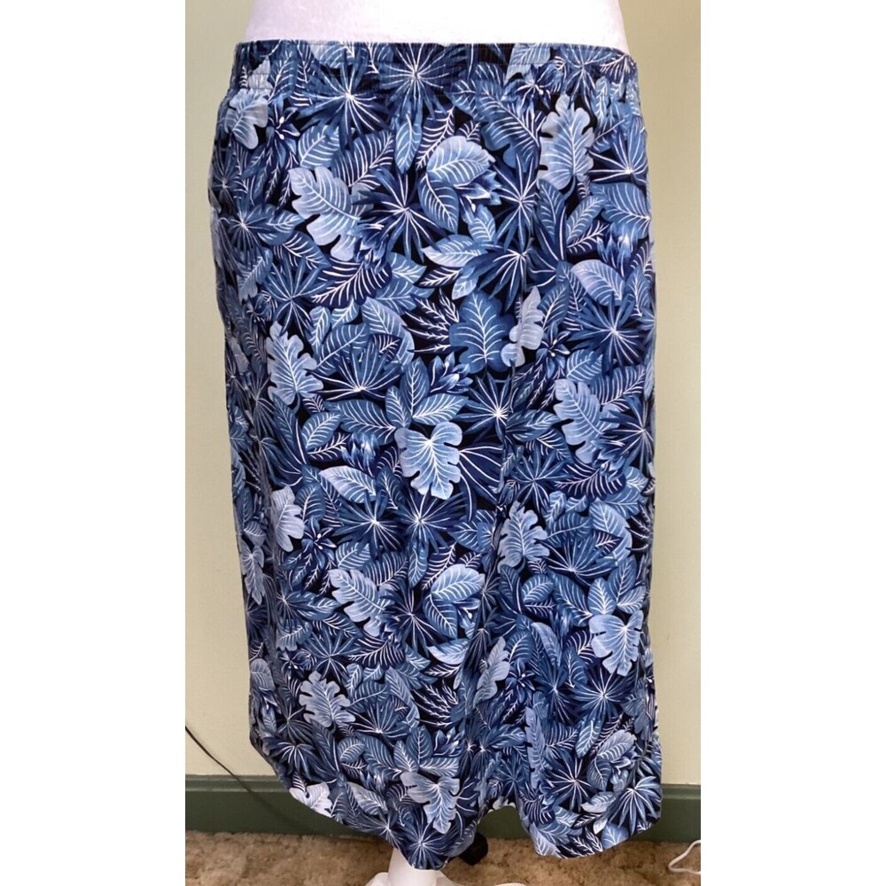 Vintage Margaret Smith Women's Size S Blue Floral Elastic Waist A-Line Skirt